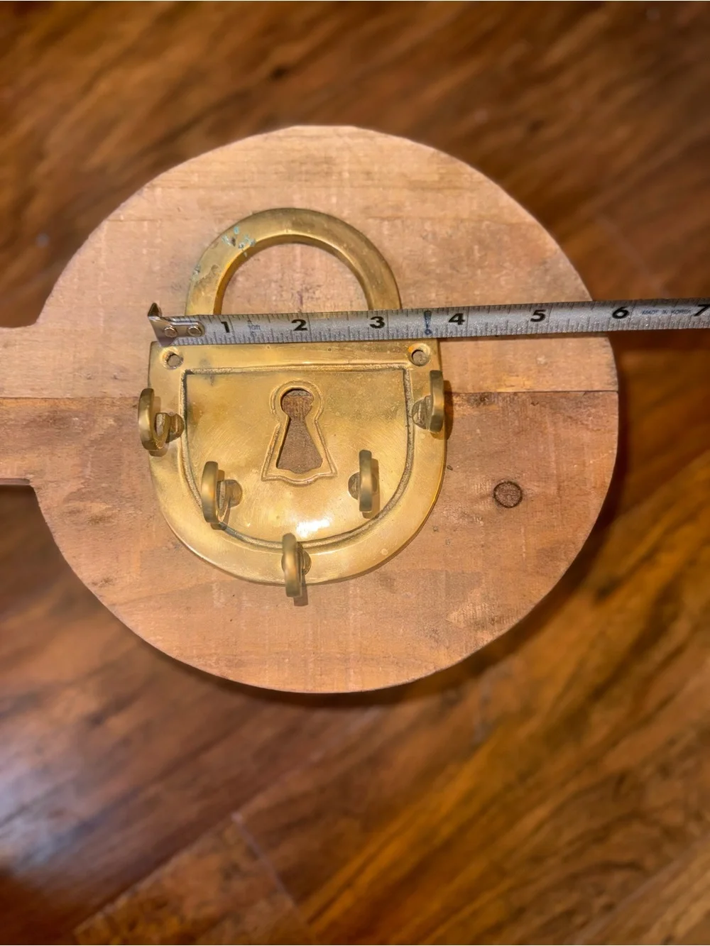 Vintage Brass Lock Key Holder With Hooks,  Unique 5